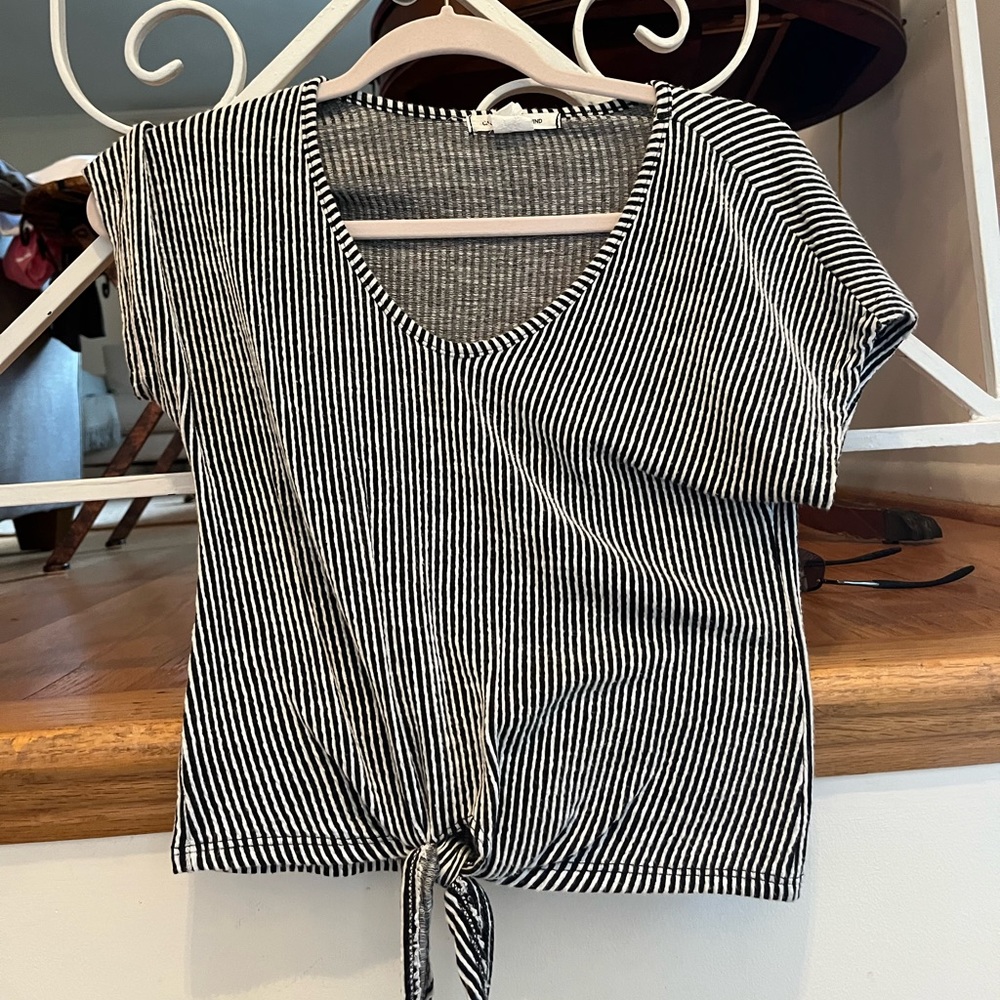 Black and white striped top